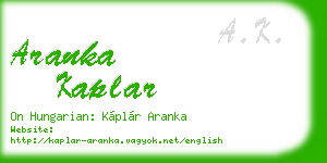 aranka kaplar business card