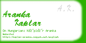 aranka kaplar business card